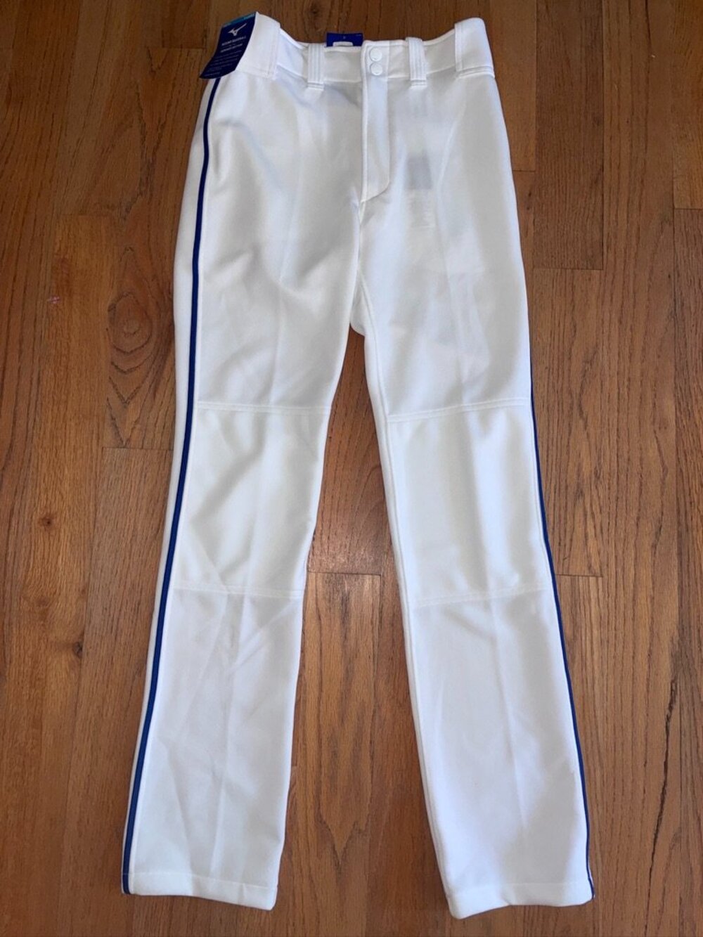 NWT Mizuno White Blue Piped Baseball Pants Youth XL